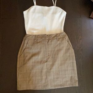 Brown Plaid Mini Skirt